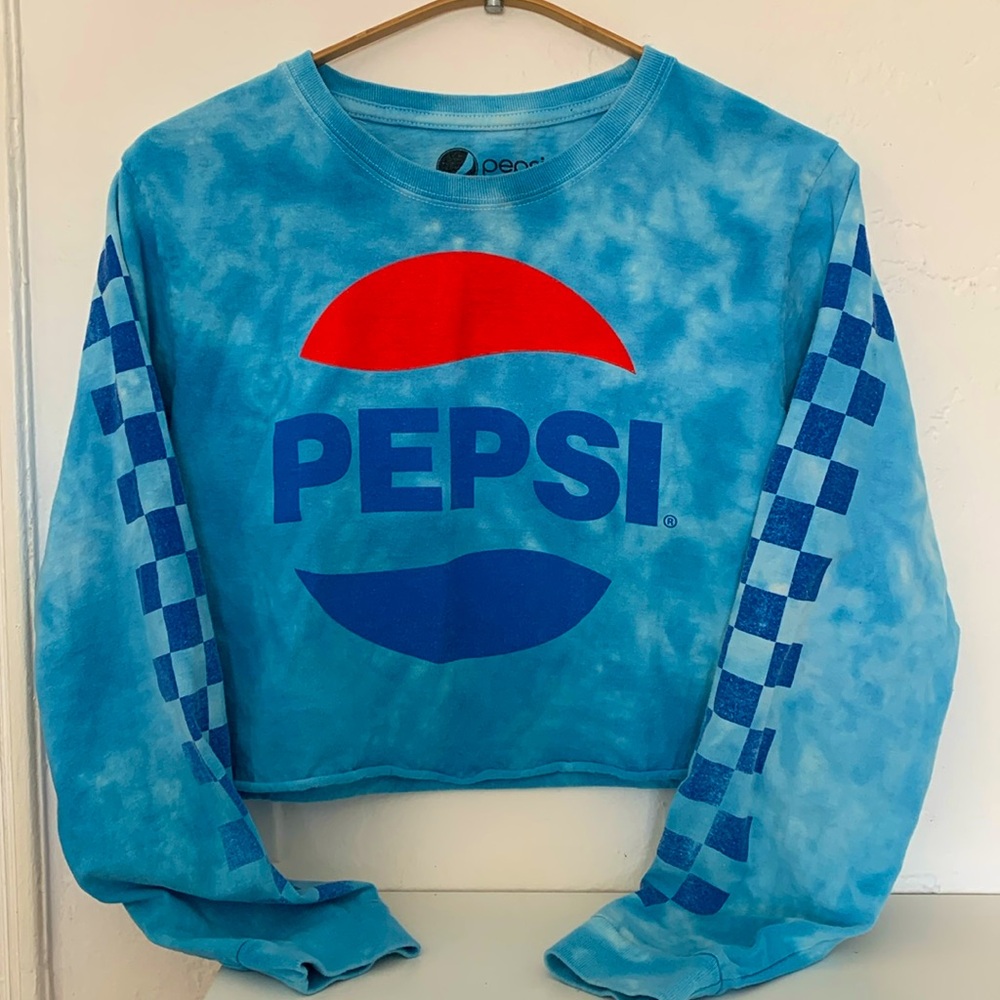 Pepsi Tie-Dyed Long Sleeve women’s Crop Top size small
